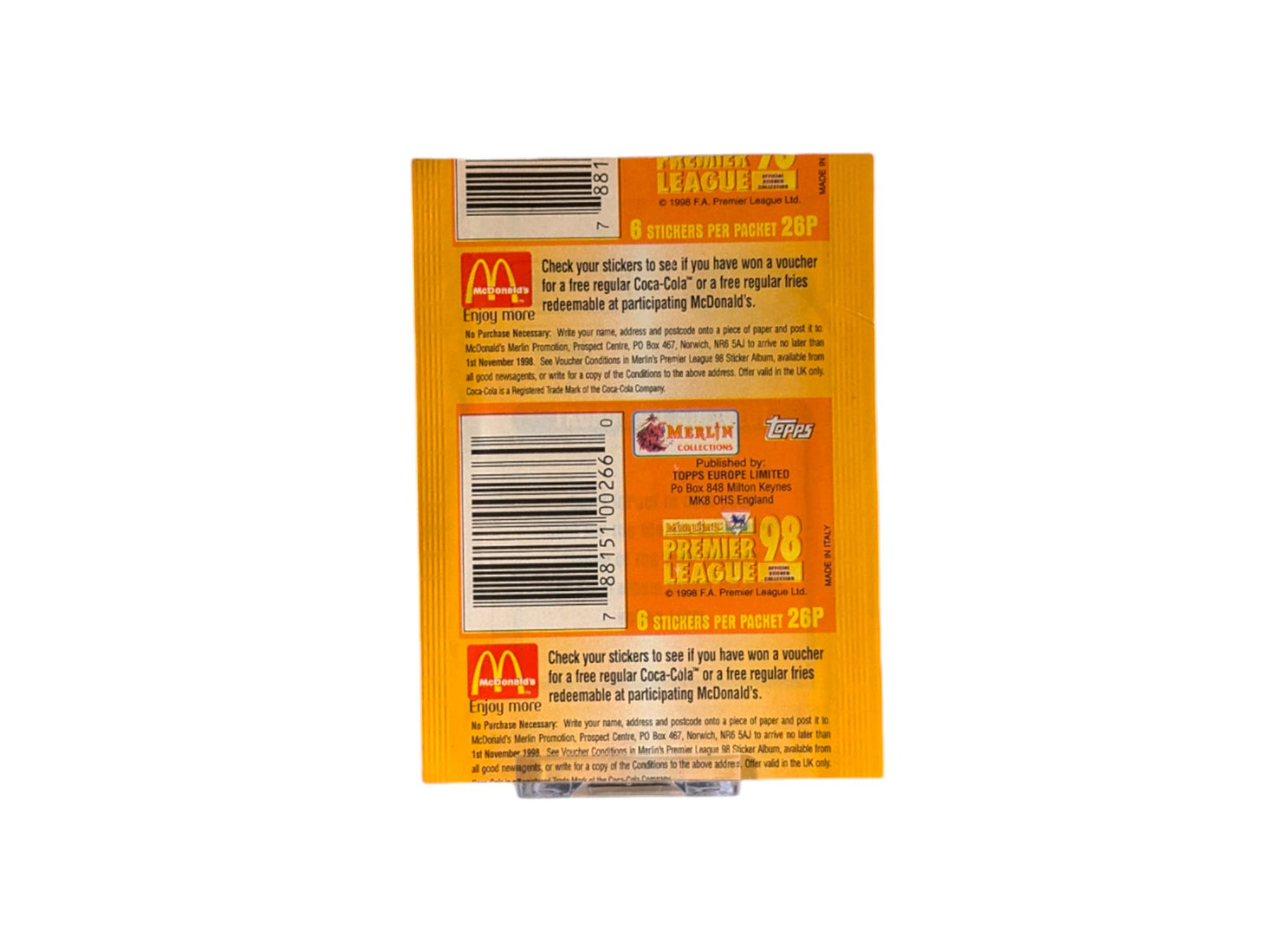 Premier League 1998 - Merlin Sticker Pack x 1 (Variation #5)