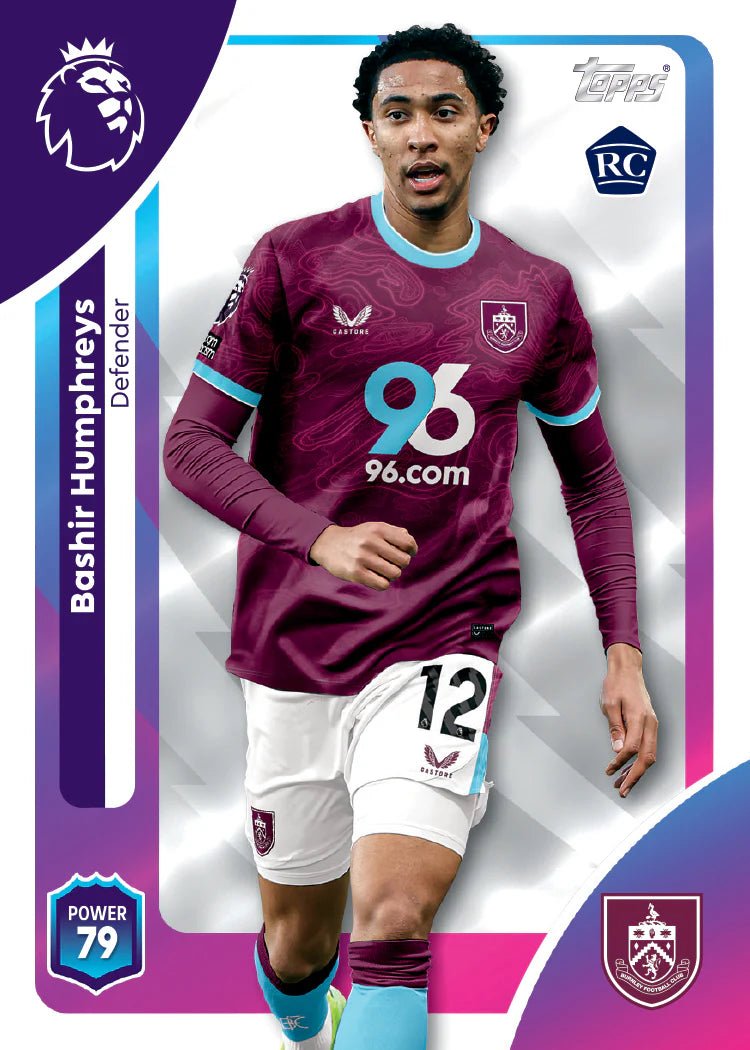 Soccer player card with player information and team logo
