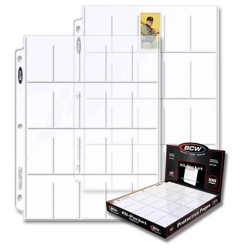 Pro 20-Pocket Cigarette Trading Card Pages (100 Page Box)