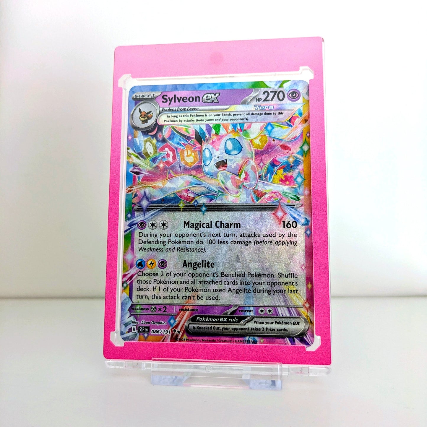 gradient pink border 35pt magnetic trading card display case