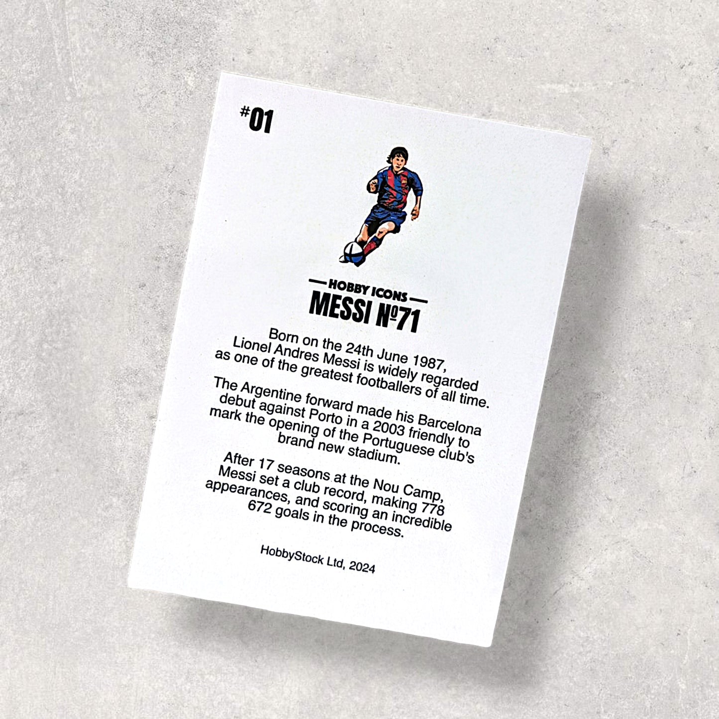 #1 'Messi No 71' Illustrated Custom Football Trading Card
