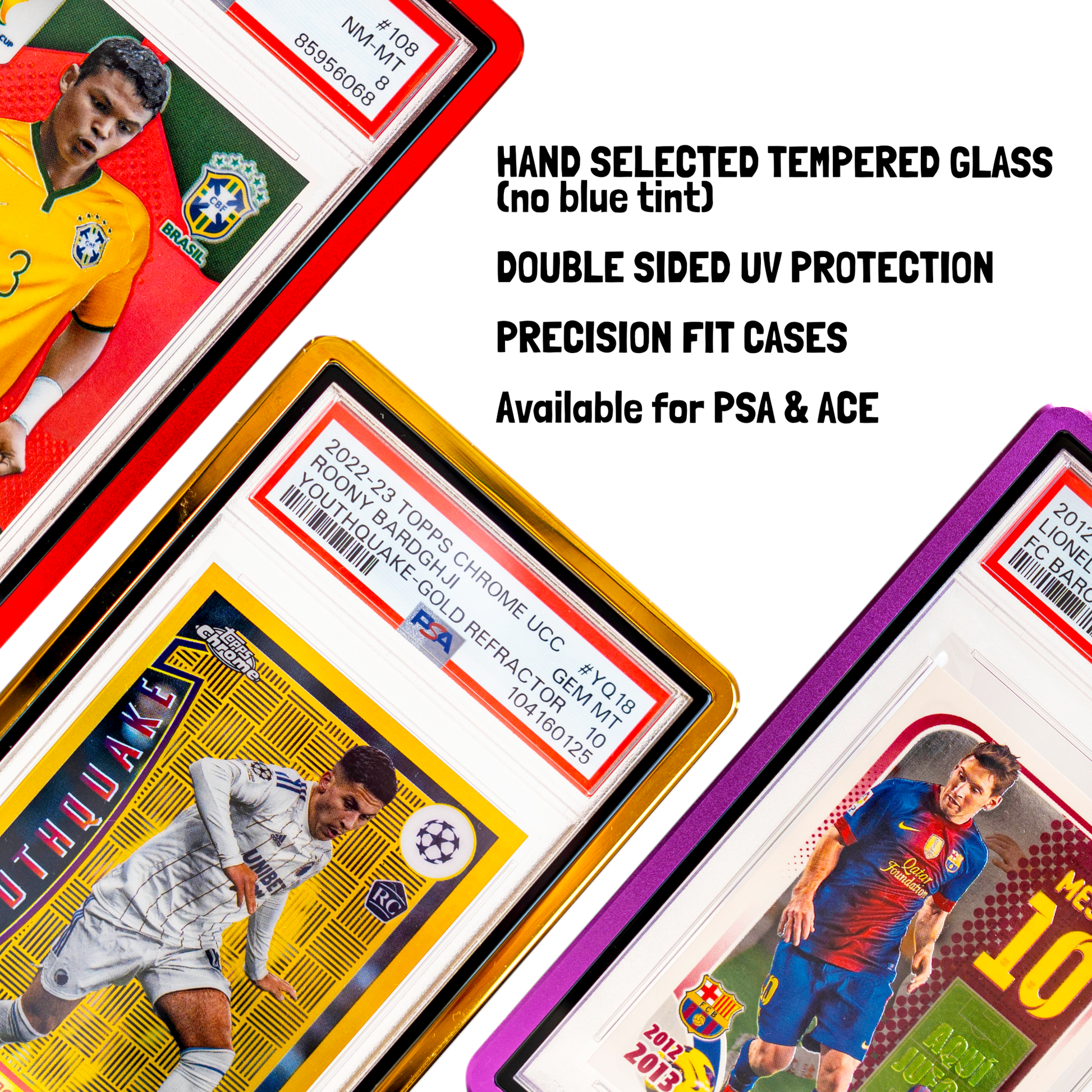 Premium metallic graded card case for PSA