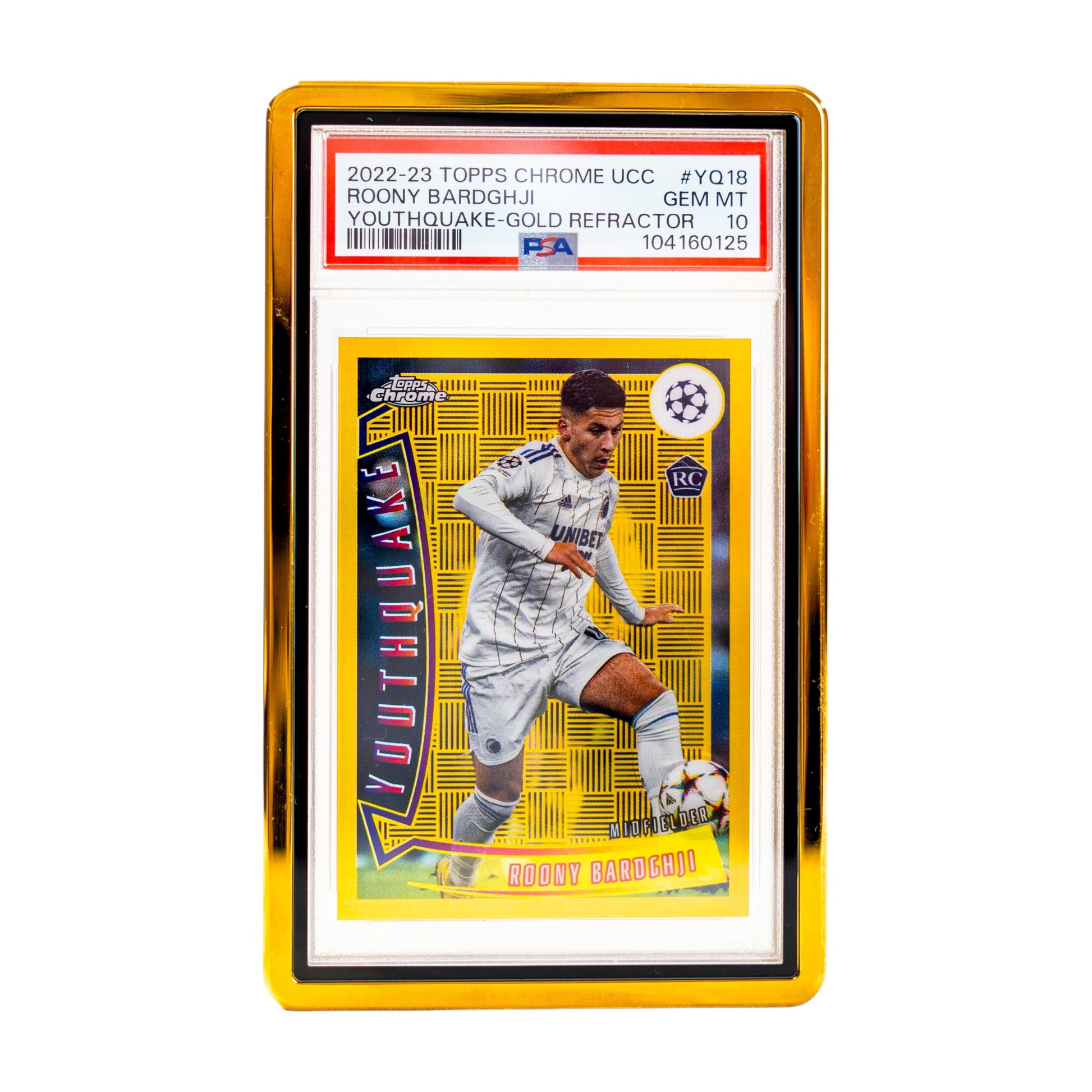 Premium chrome gold graded card case for PSA