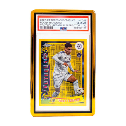 Premium chrome gold graded card case for PSA