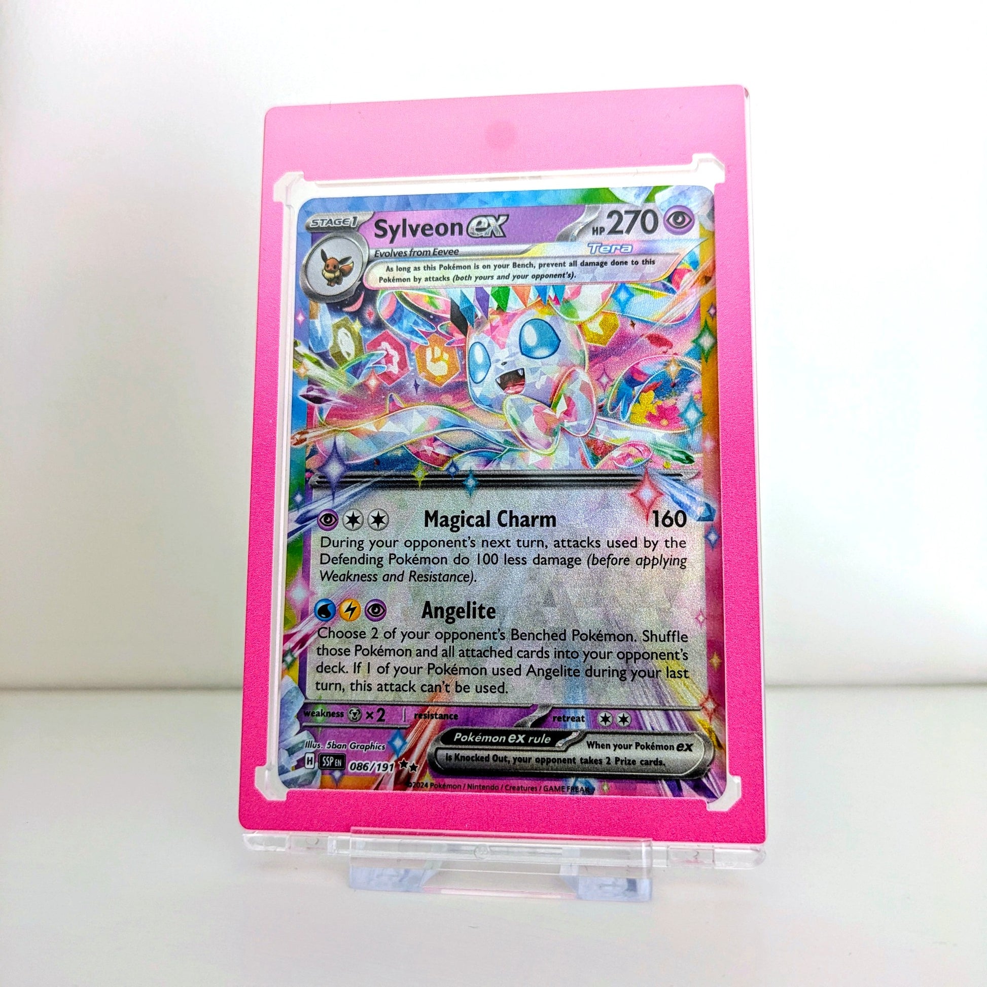 gradient pink border 35pt magnetic trading card display case