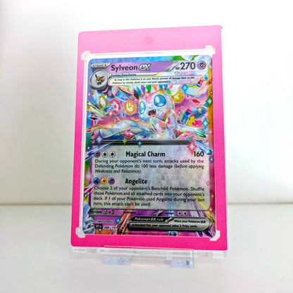 gradient pink border 35pt magnetic trading card display case