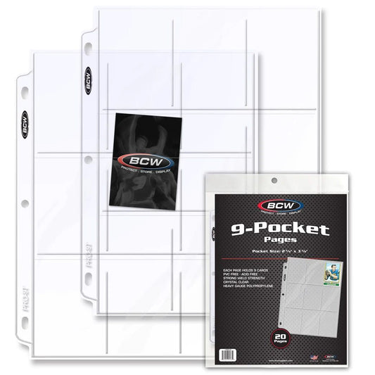 Pro 9-Pocket Trading Card Pages (20 Pages)