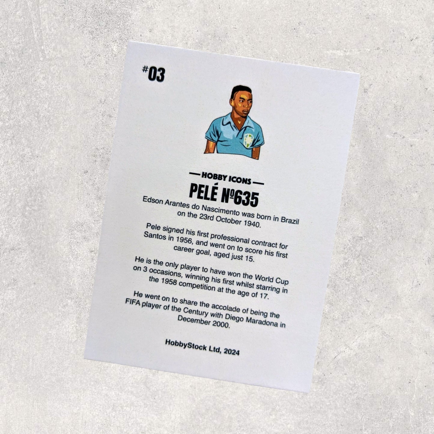 #3 Pele No 635' Illustrated Custom Football Trading Card